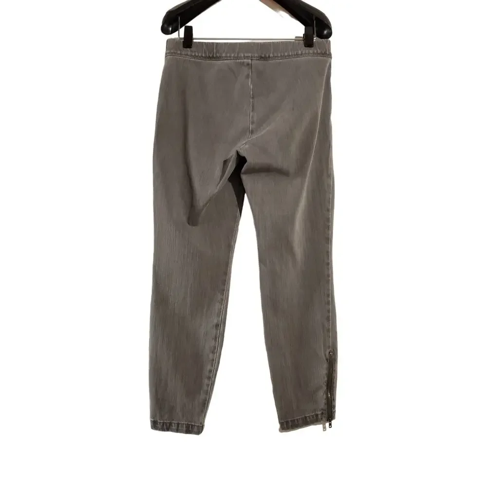 J. Crew Womens Ankle Zip Pull On Elastic Waist Ankle Pants Size 4 Gray Stretch